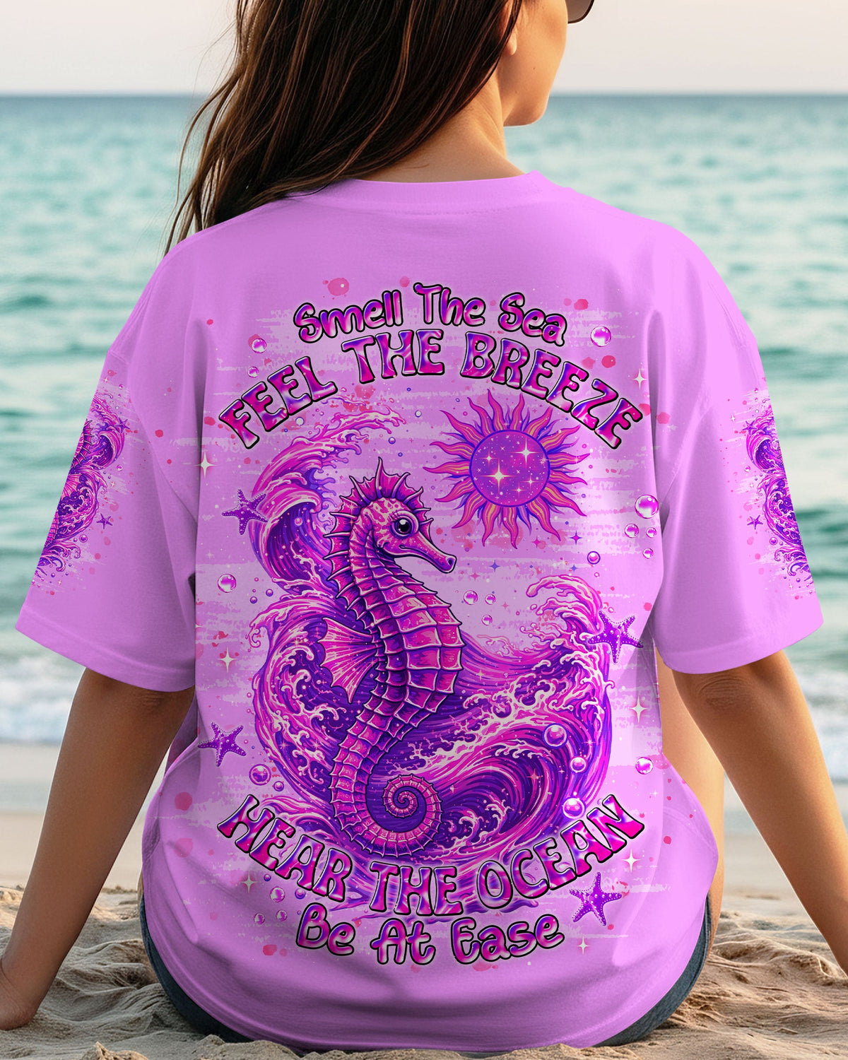 BLISSCORNERS SMELL THE SEA FEEL THE BREEZE SEA HORSE ALL OVER PRINT