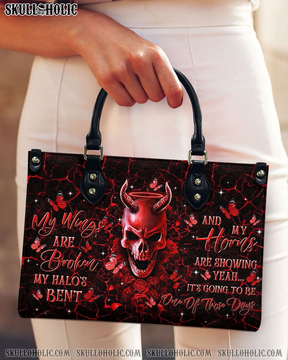 BLISSCORNERS IT'S GOING TO BE ONE OF THOSE DAYS SKULL LEATHER HANDBAG