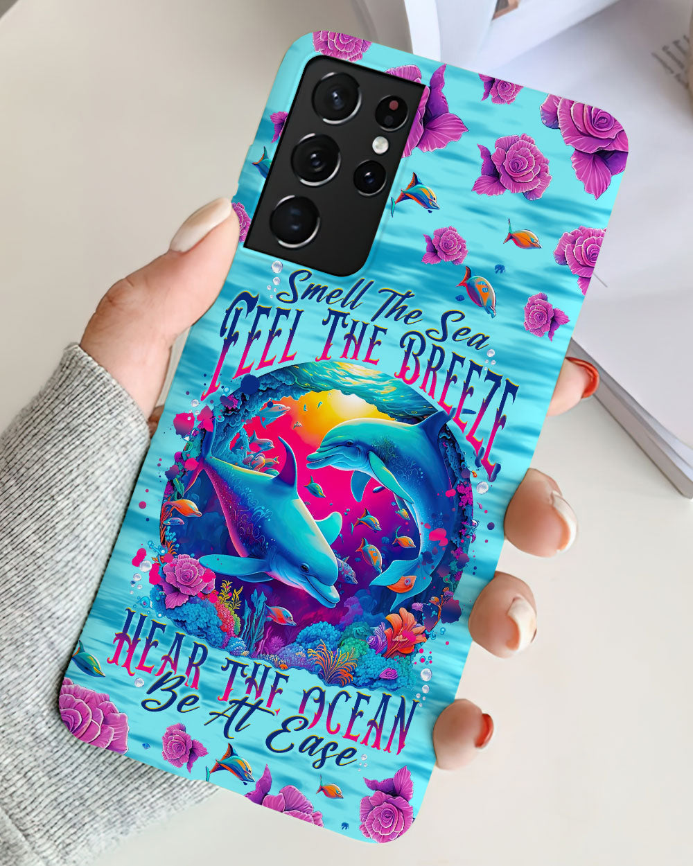 BLISSCORNERS SMELL THE SEA FEEL THE BREEZE DOLPHIN PHONE CASE