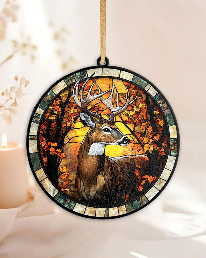 BLISSCORNERS DEER STAINED GLASS ORNAMENT & KEYCHAIN