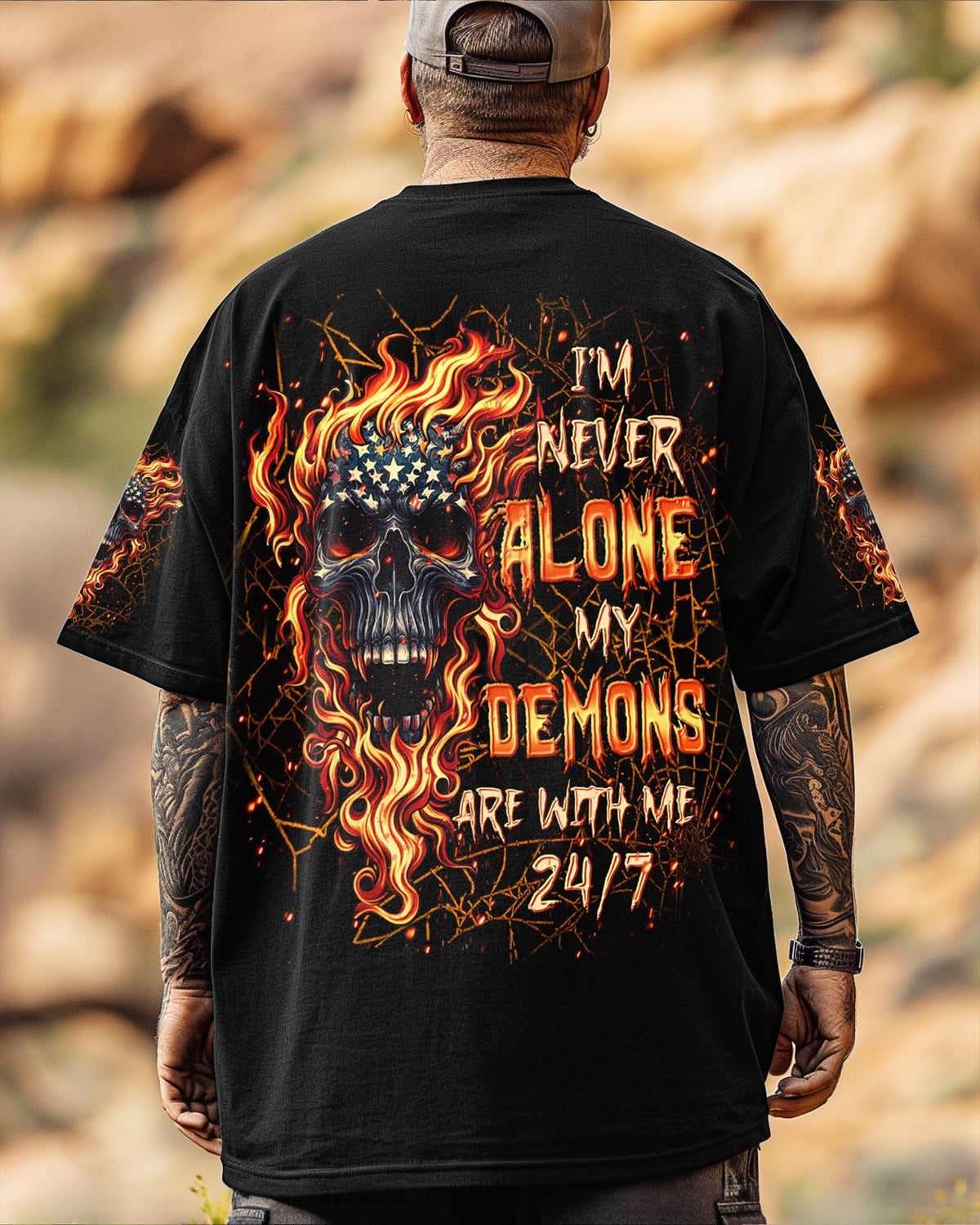 BLISSCORNERS I'M NEVER ALONE SKULL DEMON ALL OVER PRINT