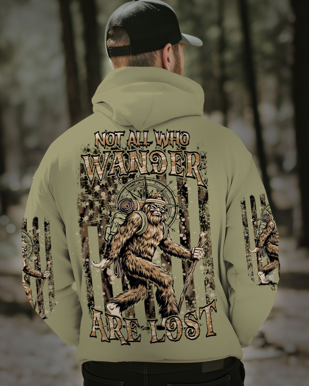 BLISSCORNERS NOT ALL WHO WANDER ARE LOST BIGFOOT ALL OVER PRINT