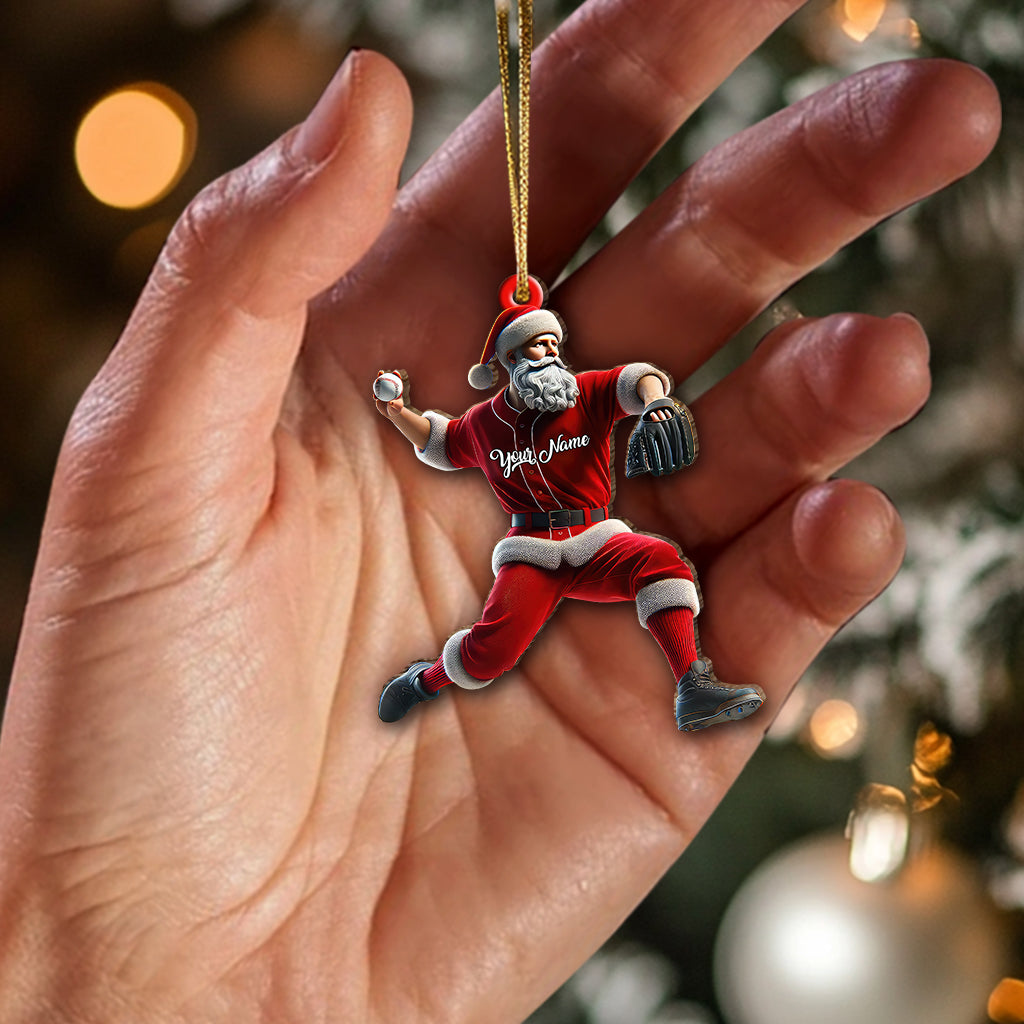 Blisscorners Custom Name Baseball Santa Ornament, Baseball Lover Christmas Gift2D Flat LM2211