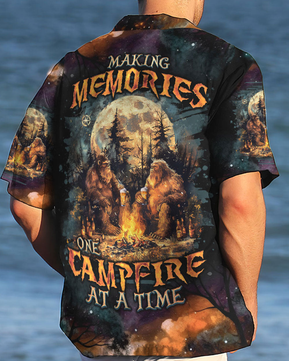 BLISSCORNERS MAKING MEMORIES ONE CAMPFIRE AT A TIME BIGFOOT HAWAIIAN SHIRT