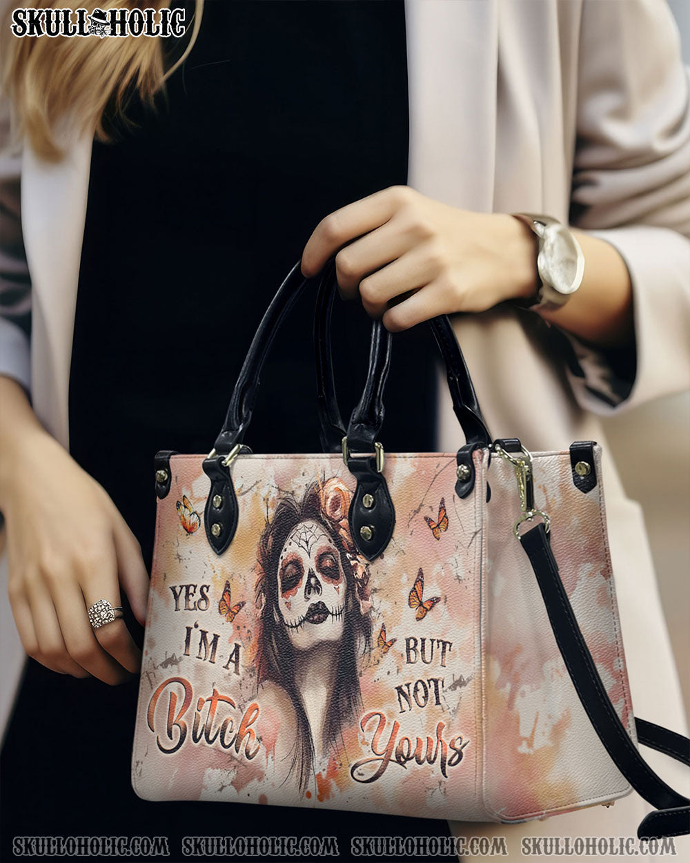 BLISSCORNERS YES I'M A B BUT NOT YOURS LEATHER HANDBAG