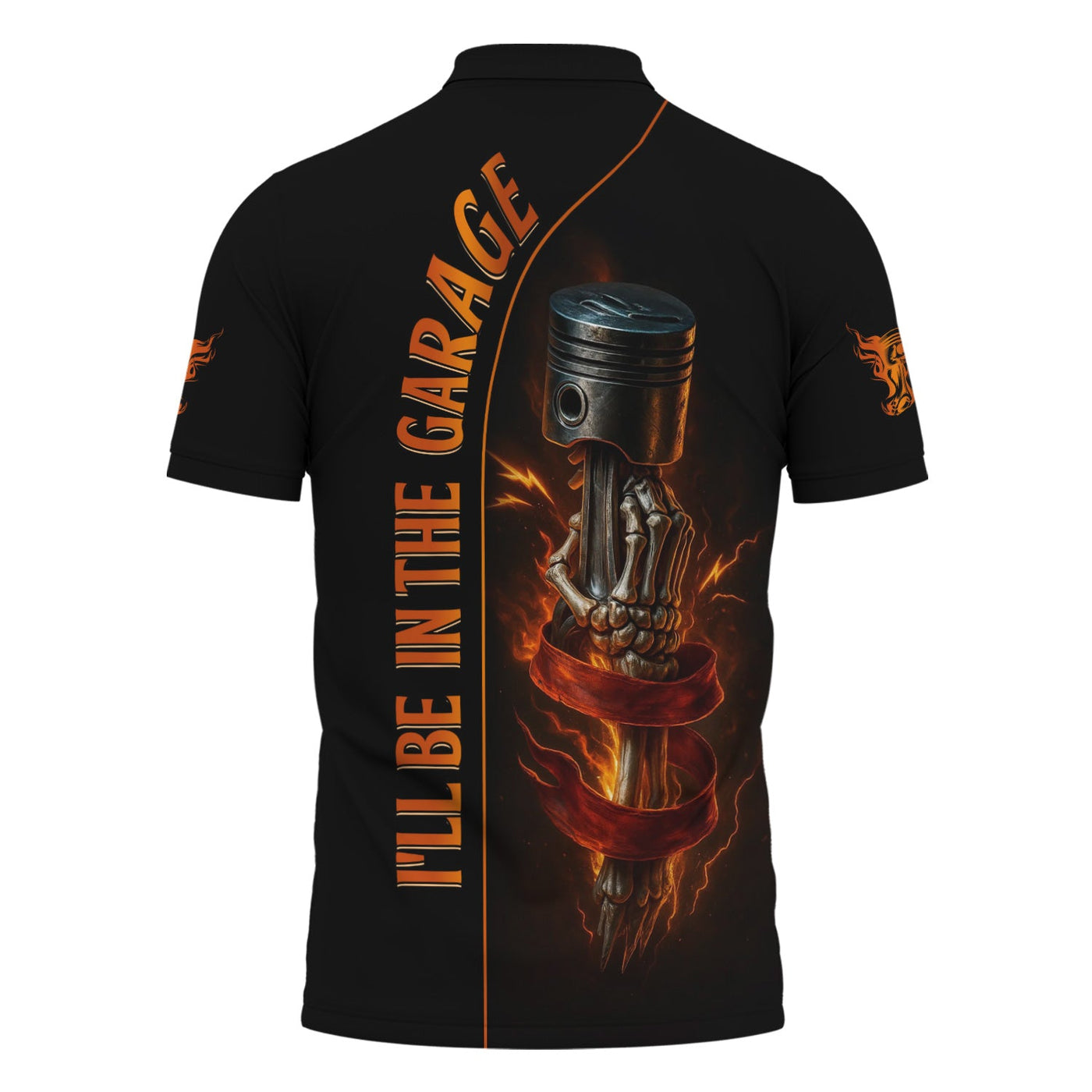 Blisscorners Personalized Mechanic Shirt, I'll Be In The Garage, Skull Hand Holding Piston Design, Gift For Men