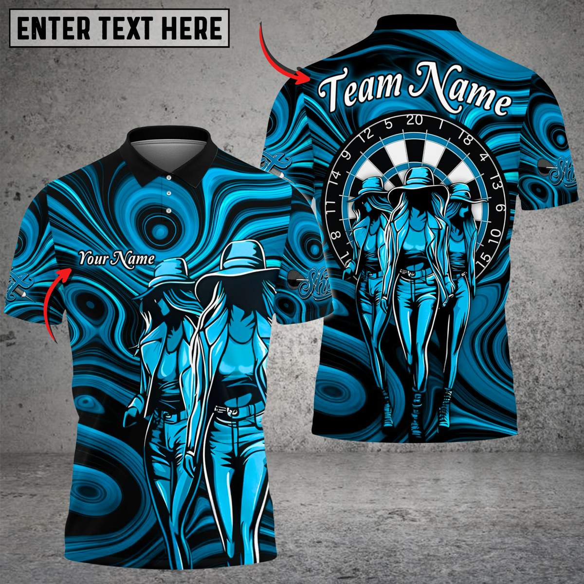 Blisscorners Darts Triple Girl Customized Name, Team Name 3D Shirt (4 Colors)
