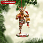 Blisscorners Custom Name Muay Thai Deer Ornament, Funny Boxing Deer Christmas Decoration LM0411