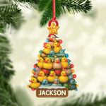 Blisscorners Personalized Funny Rubber Duck Acrylic Christmas Tree Ornament - Custom Name Xmas Decoration for Hunter or Family, Cute Holiday Ornament LM0411
