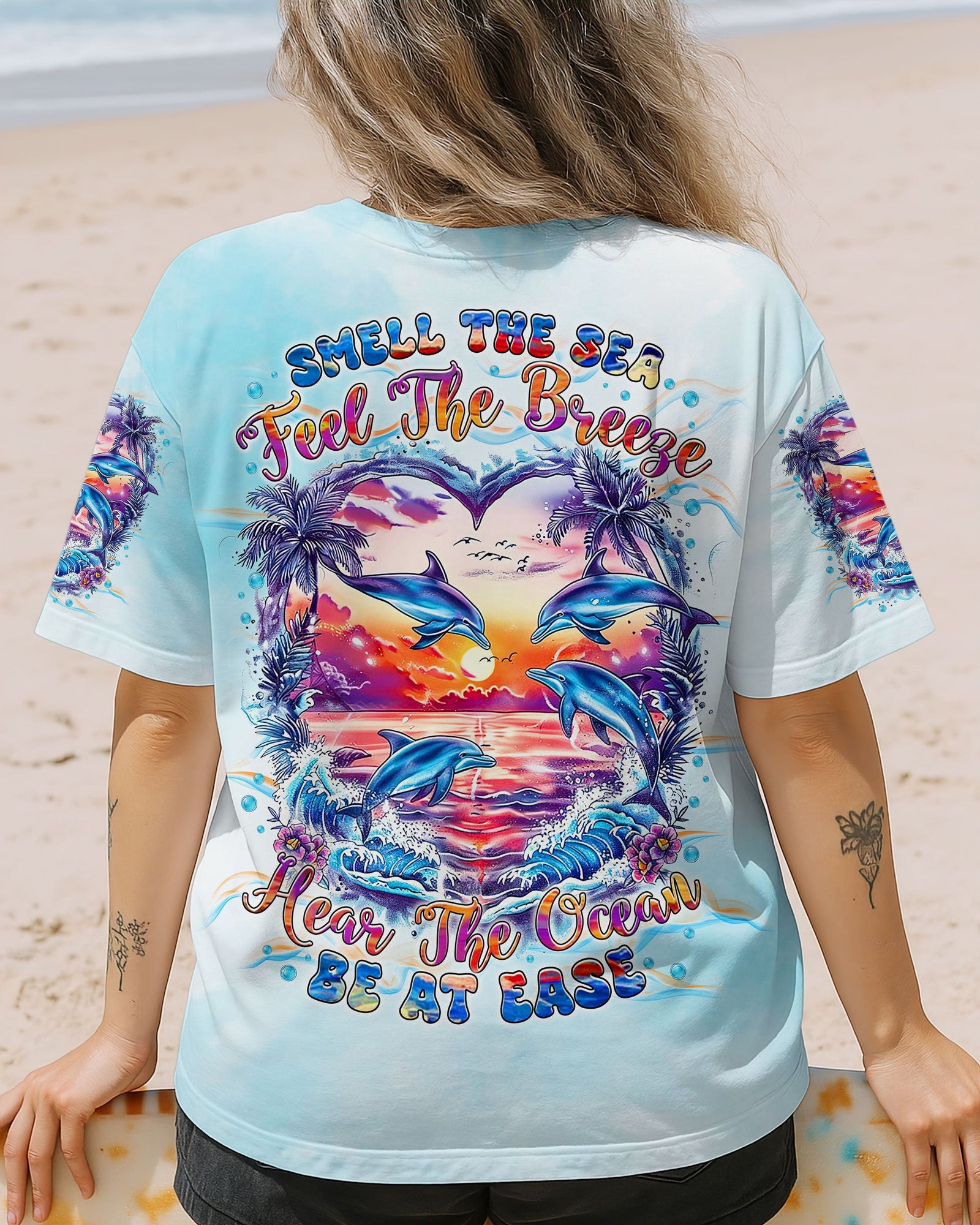 BLISSCORNERS SMELL THE SEA FEEL THE BREEZE DOLPHIN ALL OVER PRINT