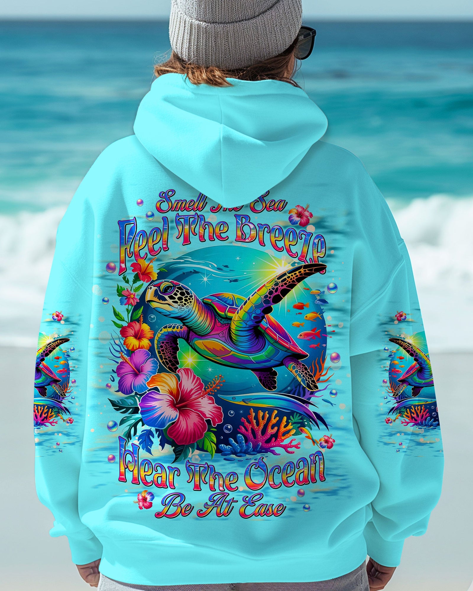 BLISSCORNERS SMELL THE SEA FEEL THE BREEZE TURTLE ALL OVER PRINT