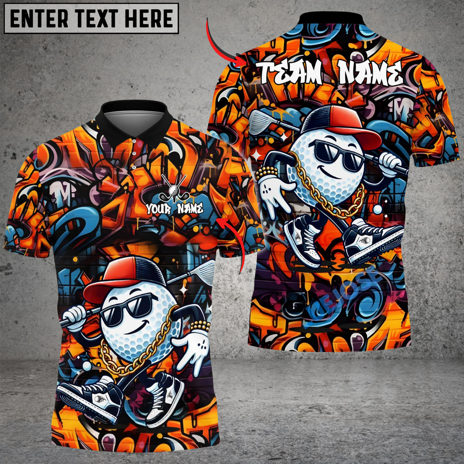 Blisscorners Hip Hop Golf Ball Shirt, Customized Name & Team Name 3D Shirts (4 Colors)