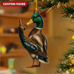 Blisscorners Personalized Funny Duck Fukin' Finger Hunting Acrylic Christmas Ornament Custom Gift for Hunters LM0110