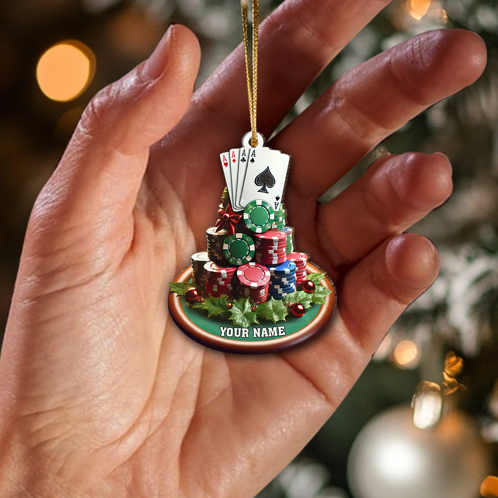 Blisscorners Custom Name Poker Ornament, Poker Christmas Gift2D Flat LM2211