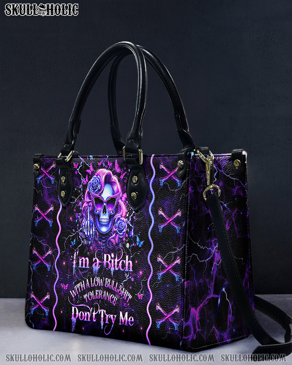 BLISSCORNERS I'M A B DON'T TRY ME LEATHER HANDBAG