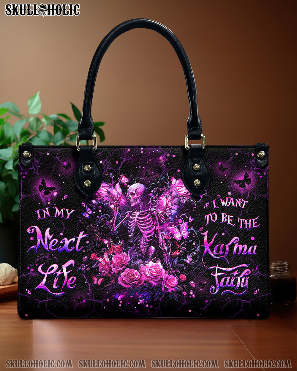 BLISSCORNERS KARMA FAIRY SKULL SKELETON ROSE LEATHER HANDBAG
