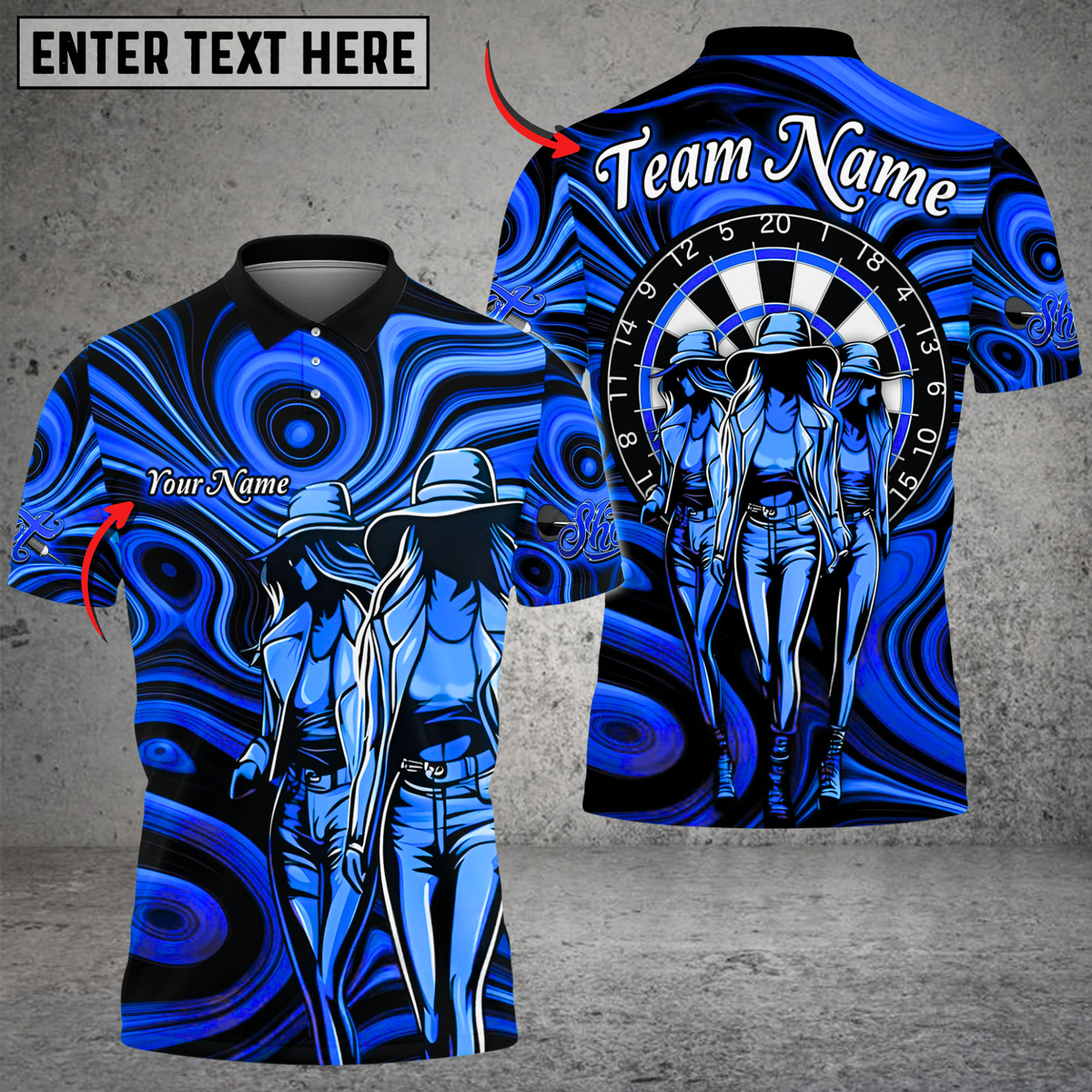 Blisscorners Darts Triple Girl Customized Name, Team Name 3D Shirt (4 Colors)