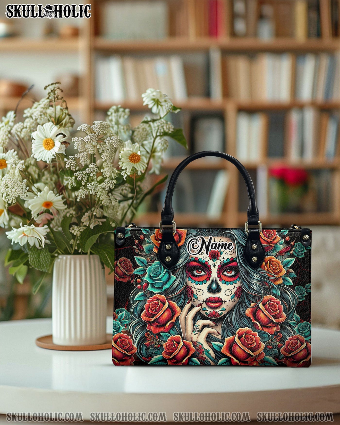 BLISSCORNERS SUGAR SKULL LEATHER HANDBAG