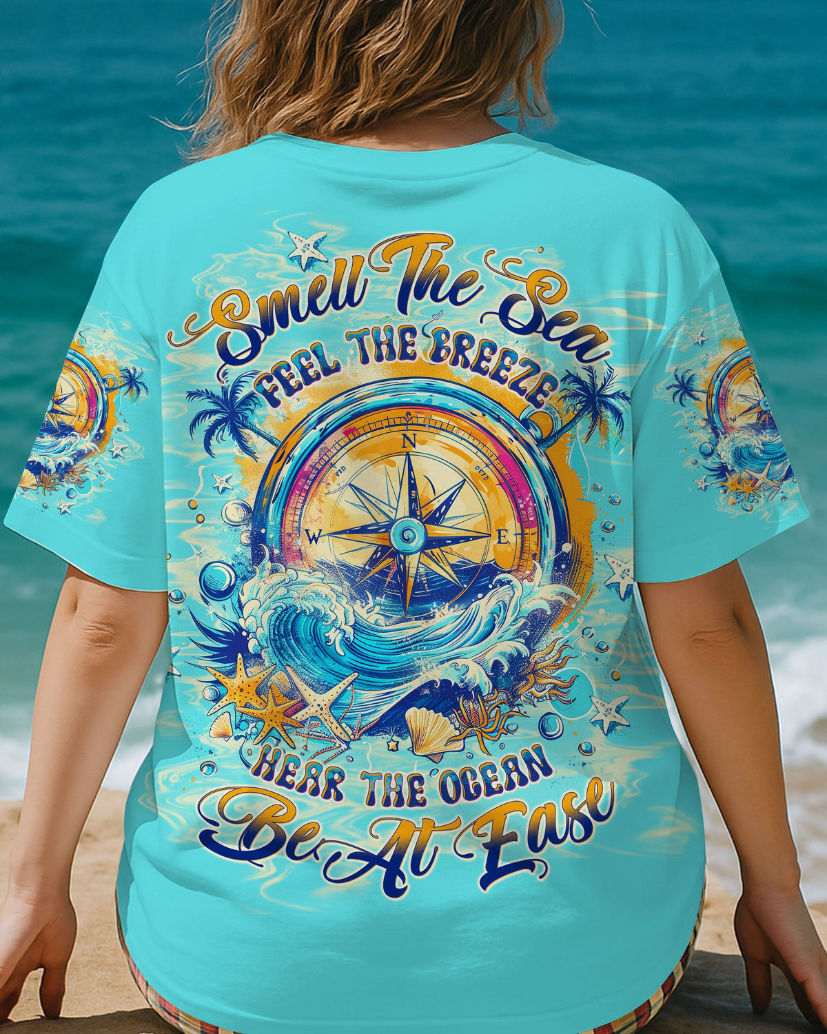 BLISSCORNERS SMELL THE SEA FEEL THE BREEZE COMPASS ALL OVER PRINT