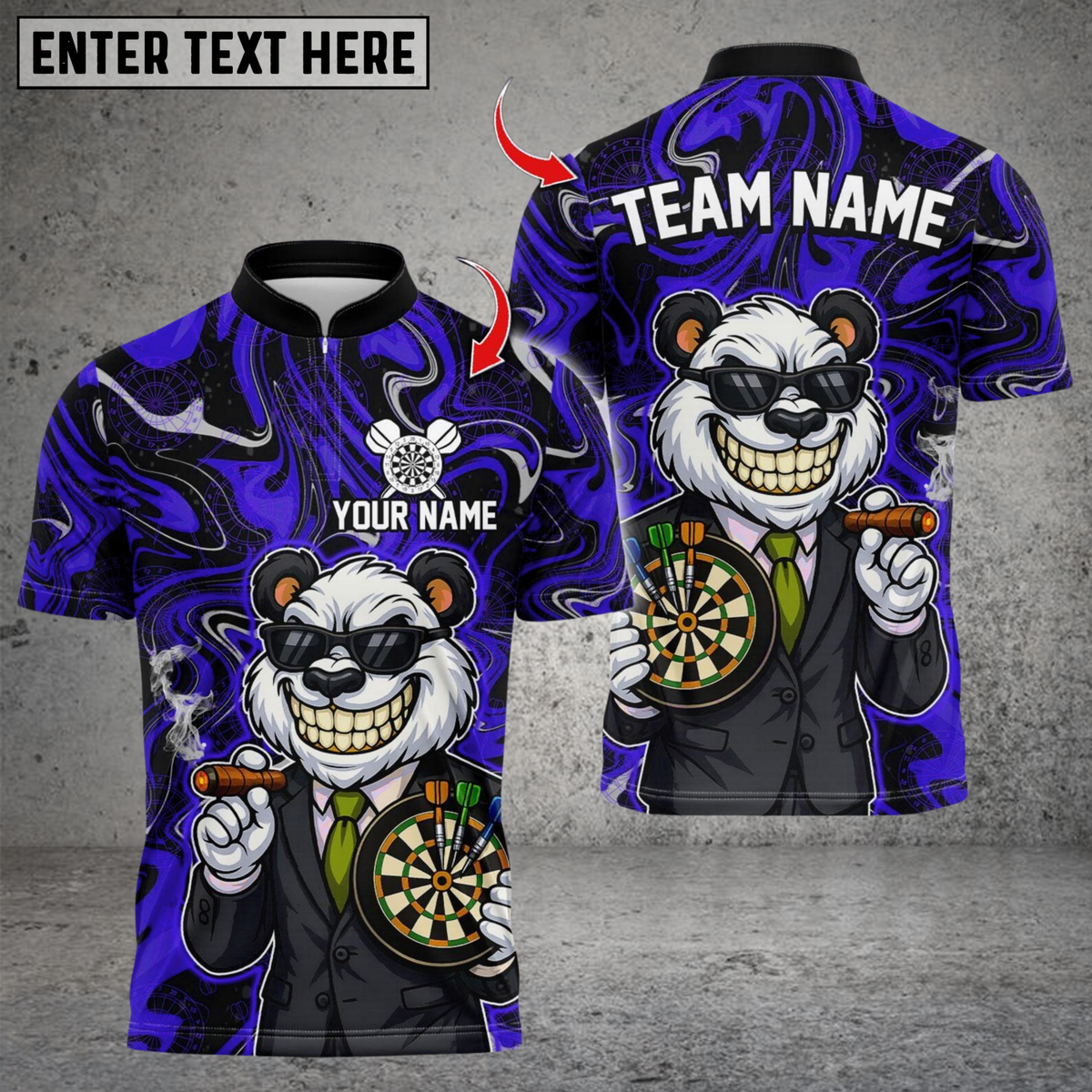 Blisscorners Darts Cool Panda Dartboard Design Multicolor Customized Name, Team Name 3D Shirts