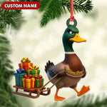 Blisscorners Funny Duck Acrylic Christmas Ornament - Mallard Pulling Gifts, Unique Christmas Gift for Hunters