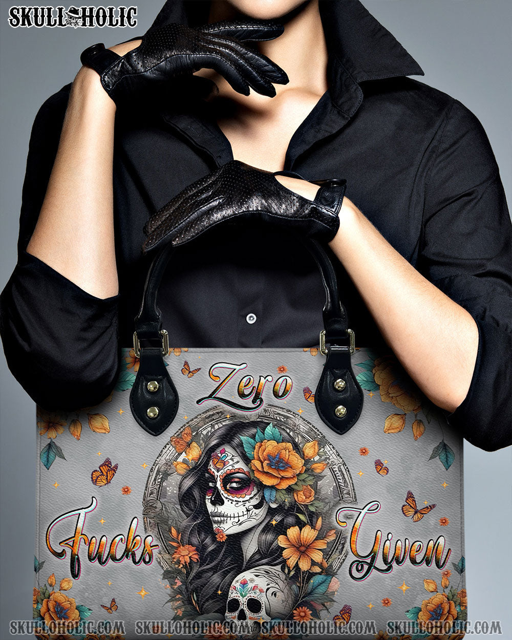 BLISSCORNERS ZERO F GIVEN SUGAR SKULL LEATHER HANDBAG