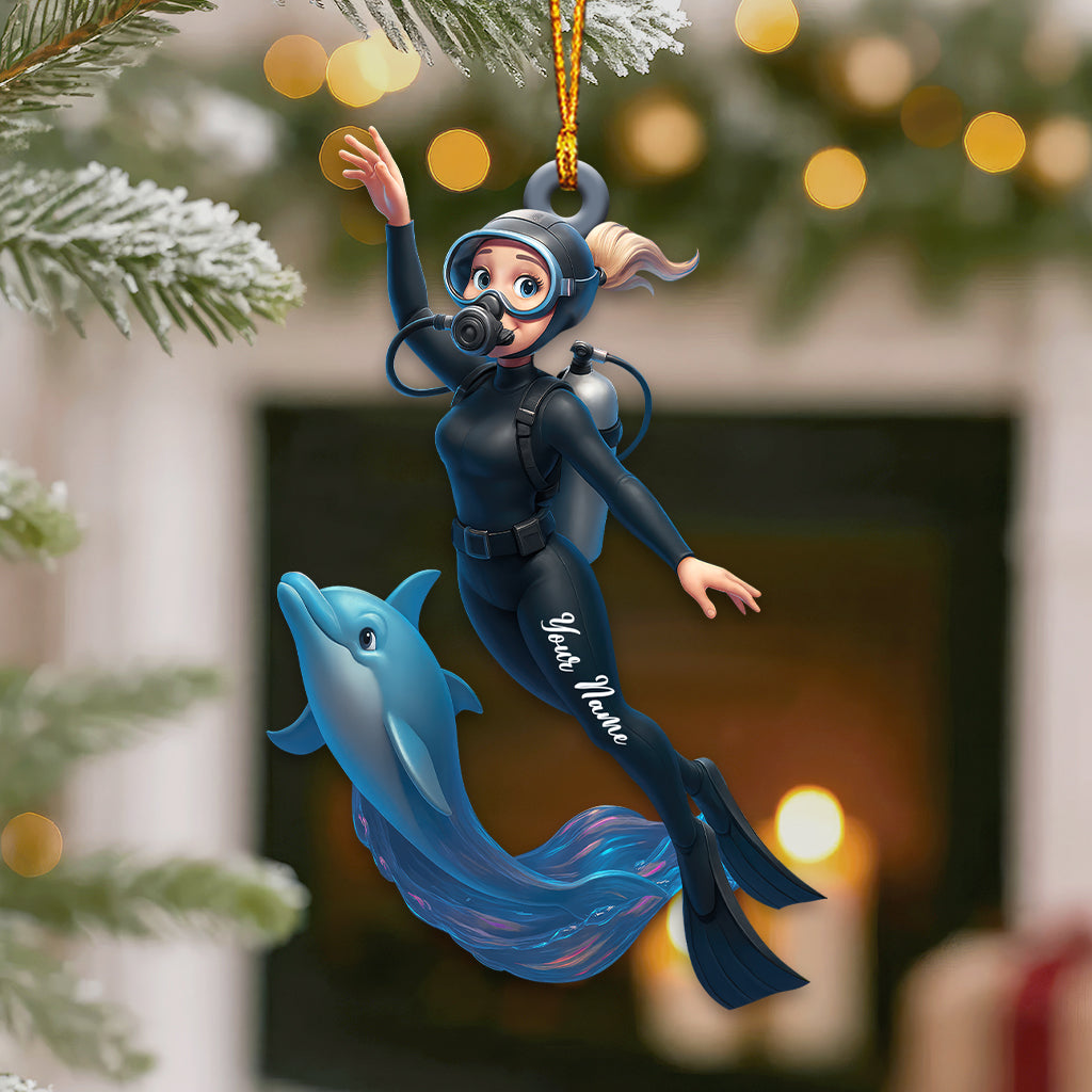 Blisscorners Diving Home Decor, Christmas Ornament, Personalized Ornament 32D Flat LM2111