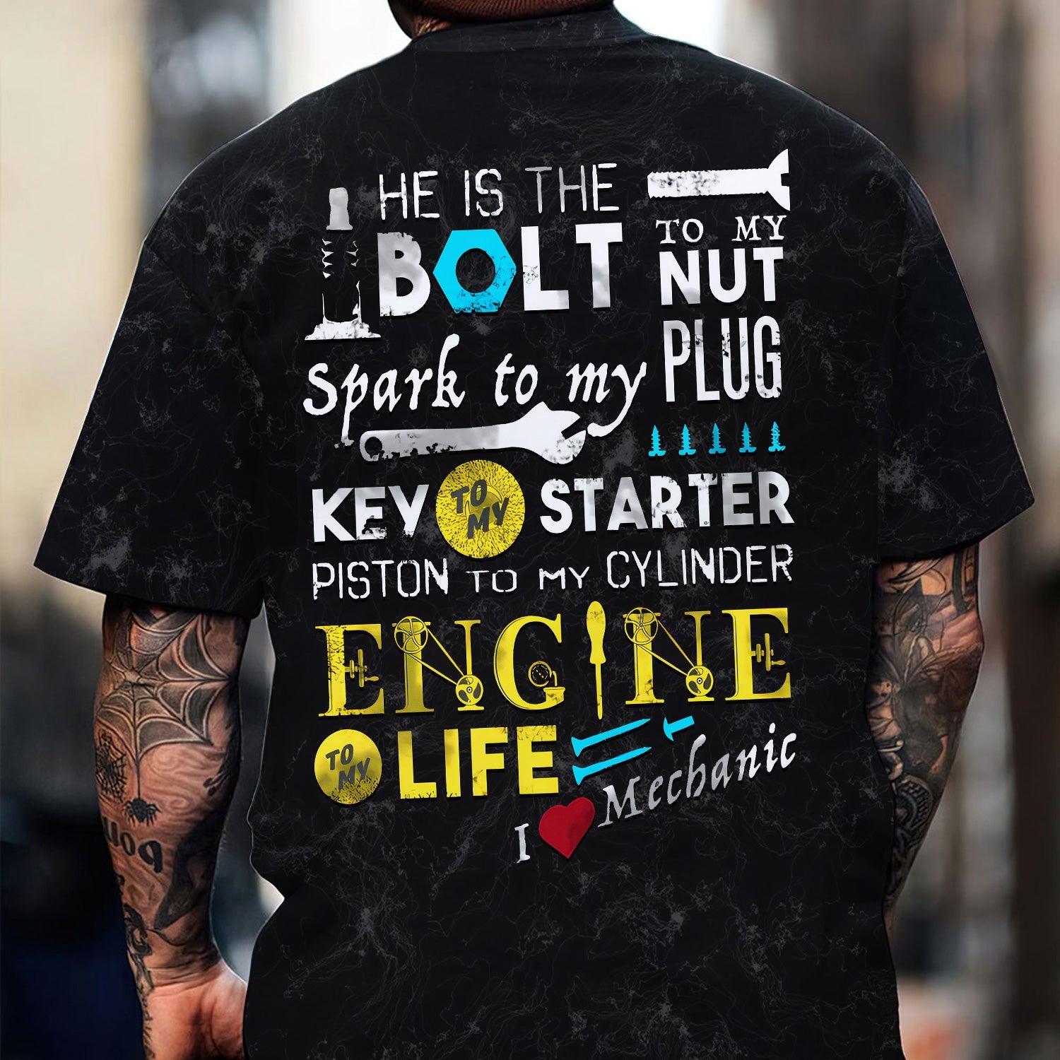 Blisscorners I Love Mechanic Shirt, He Is The Bolt To My Nut Spark To My Plug Black Hoodie Jacket