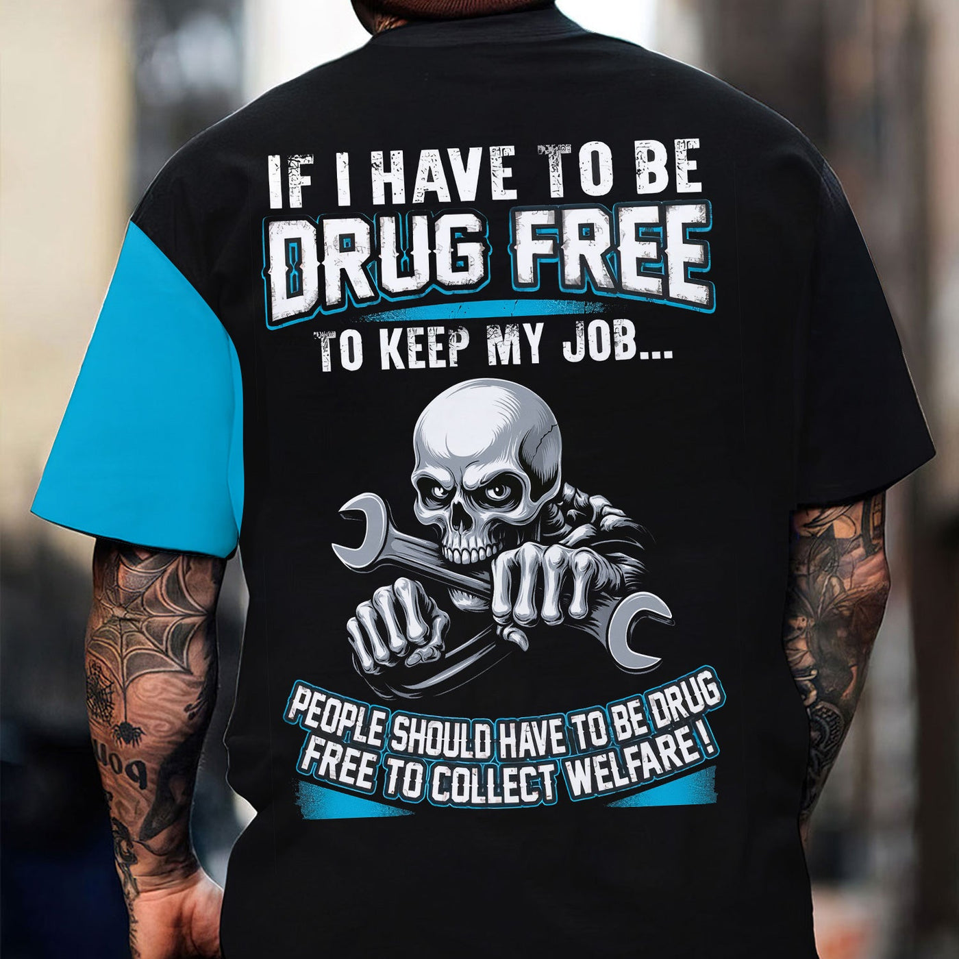 Blisscorners Personalized Mechanic Shirt, Drug Free Job Quote, Custom Name Shirt, Cool Skull Design, Funny Work Apparel, Gift for Mechanics