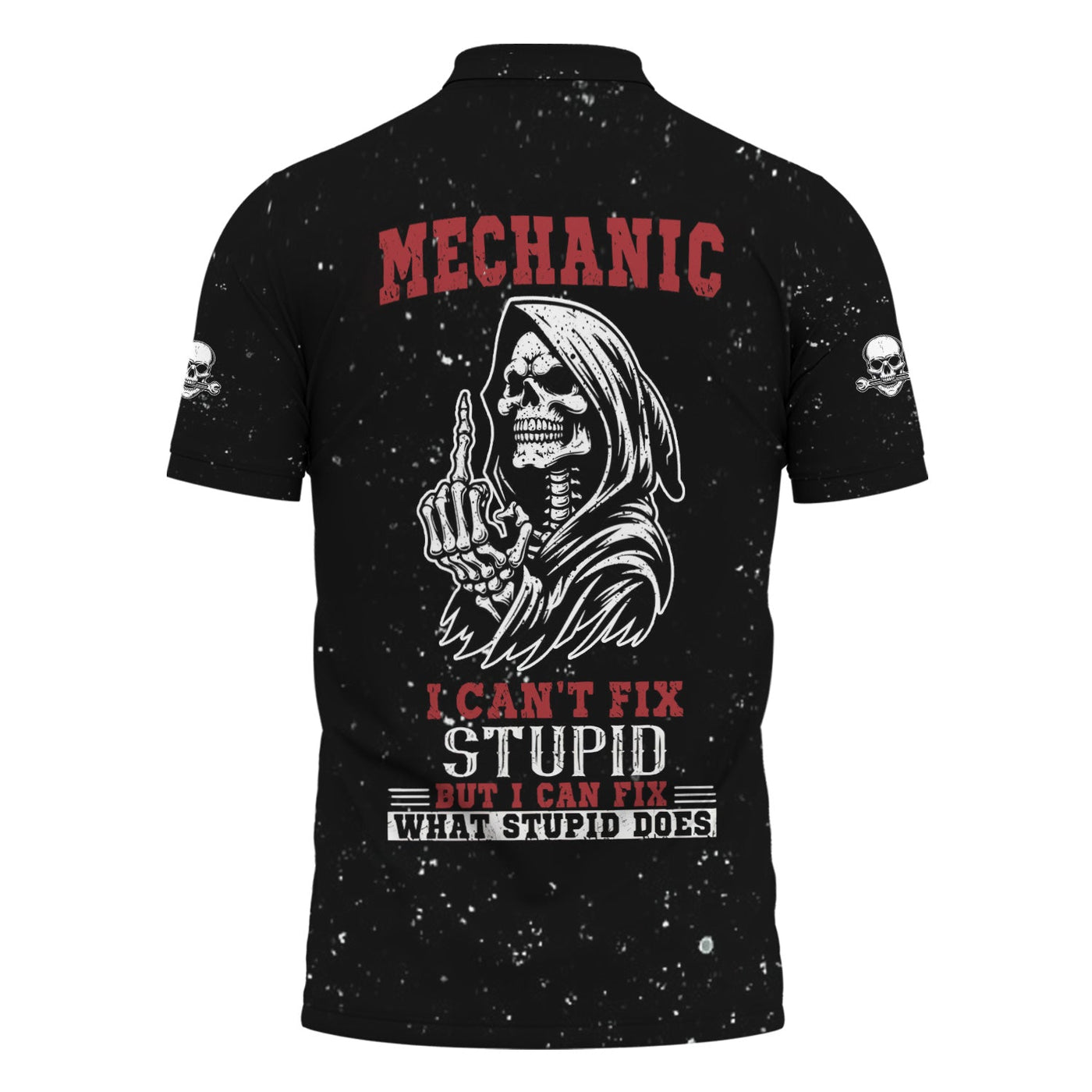 Blisscorners Mechanic Skeleton Shirt, Funny Fix Stupid Graphic Tee, Unique Gift for Mechanics, Skull and Bones Design, Humor Apparel for Auto Repair
