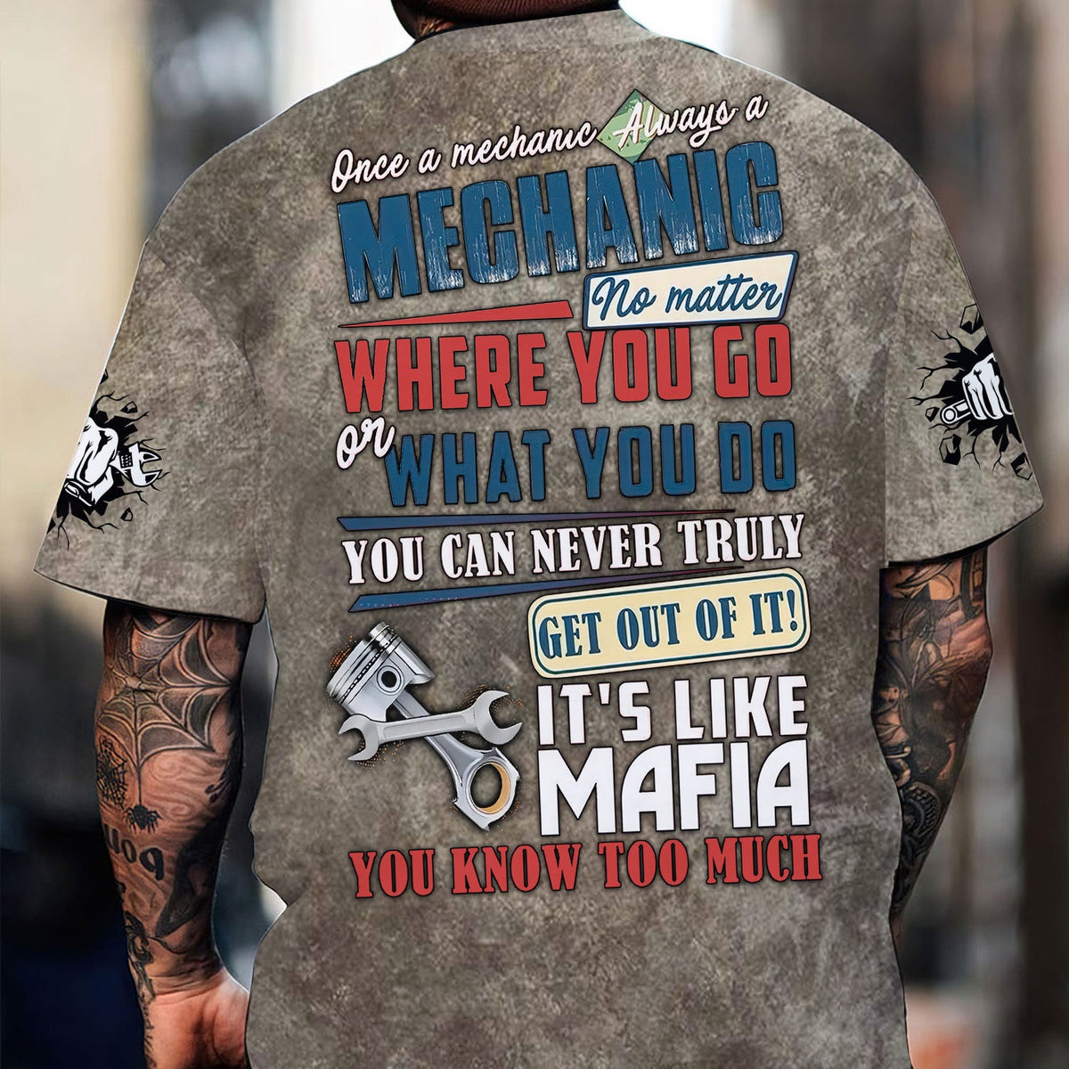 Blisscorners Funny Mechanic T Shirt Auto Repair Garage Workwear Tee Car Repair Wrench Shirt Gift for Men Dad Husband Boyfriend Diesel Engine Lover