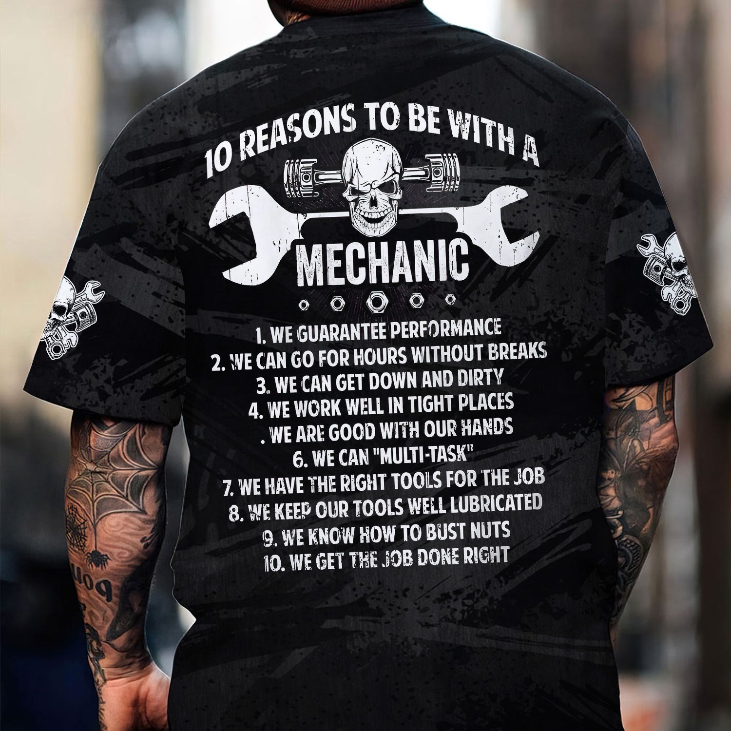Blisscorners Custom Name Mechanic Shirt 10 Reasons To Be With A Mechanic Skull Wrench Auto Repair Garage Workwear Tee Car Repair Shirt Gift For Men Dad