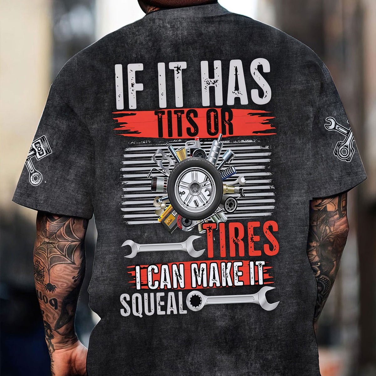 Blisscorners Funny Mechanic T Shirt If It Has Tires I Can Make It Squeal Auto Repair Garage Workwear Tee Car Repair Shirt Gift For Men Dad Husband