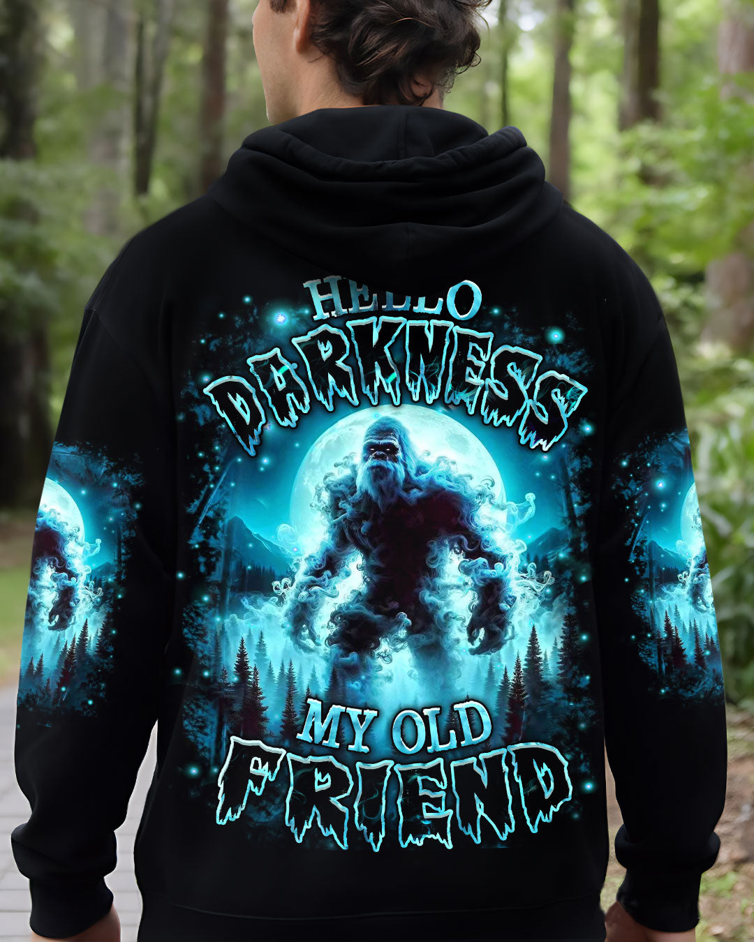 BLISSCORNERS HELLO DARKNESS MY OLD FRIEND BIGFOOT ALL OVER PRINT