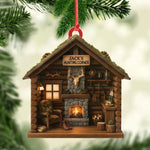 Blisscorners Personalized Hunterâ€™s Cabin Ornament, Custom Log Cabin Christmas Decoration for Outdoor Lovers LM0411
