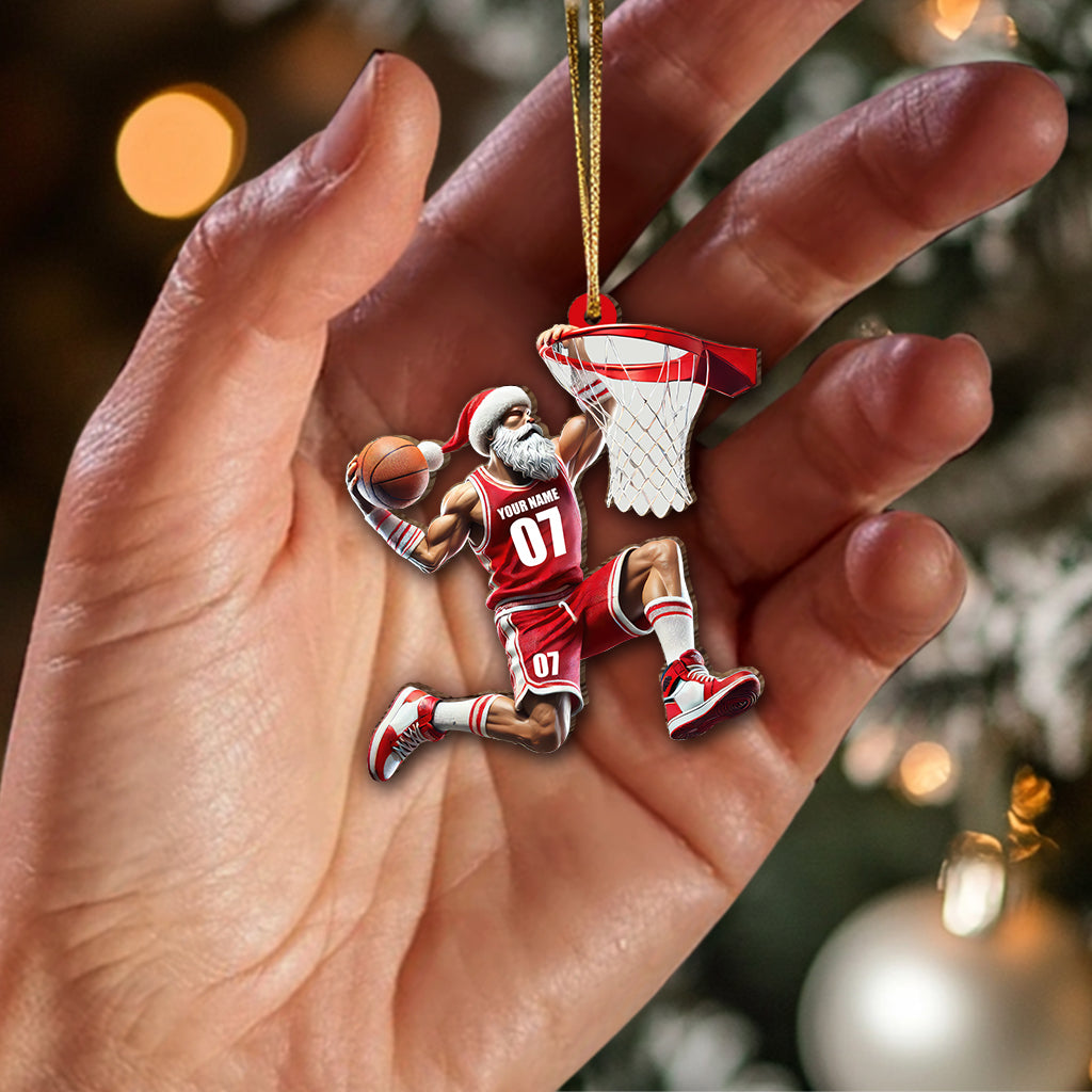 Blisscorners Custom Name and Number Basketball Ornament, Christmas Gift for Basketball Lover2D Flat LM2211