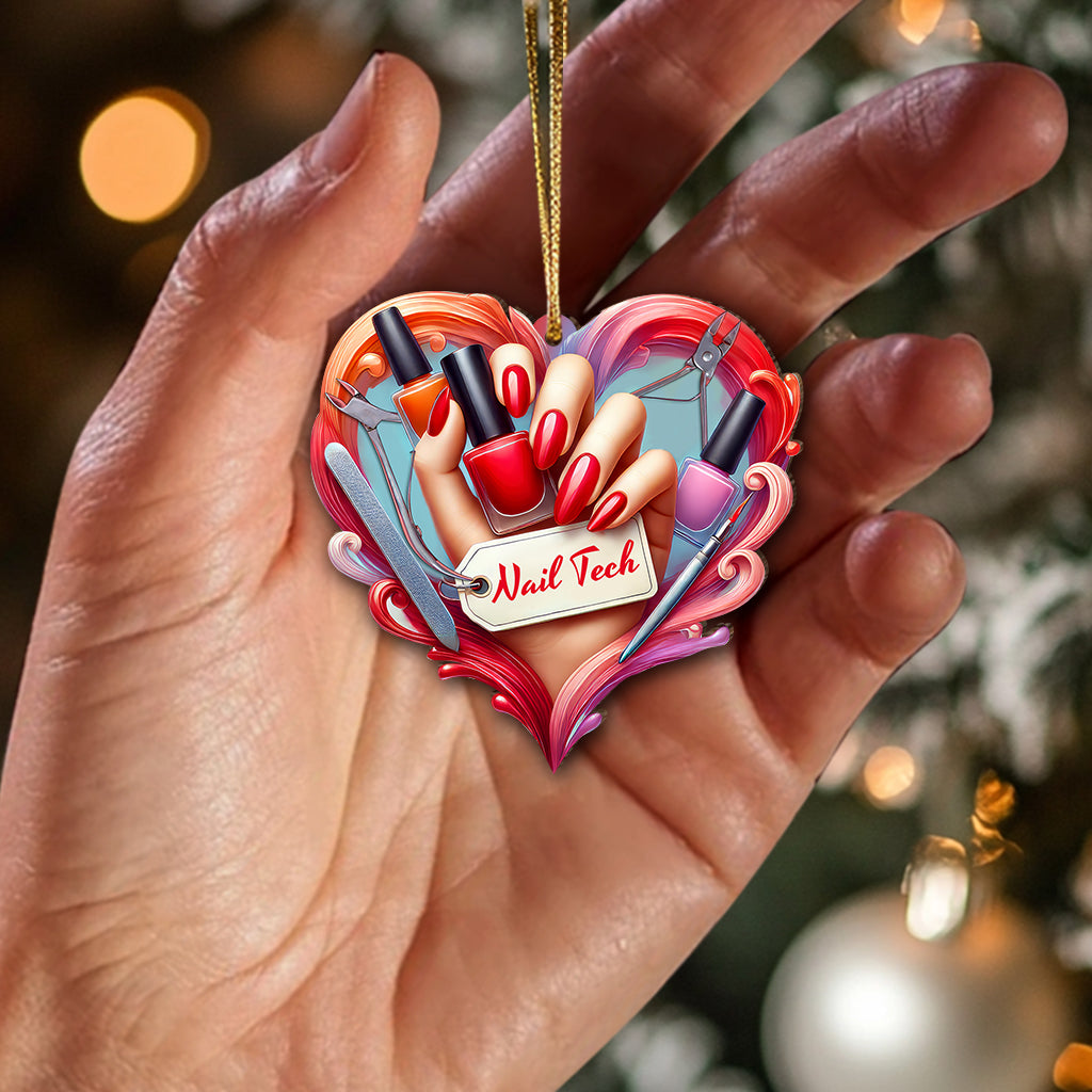 Blisscorners Custom Name Nail Tech Ornament, Christmas Gift for Nail Artist2D Flat LM2211