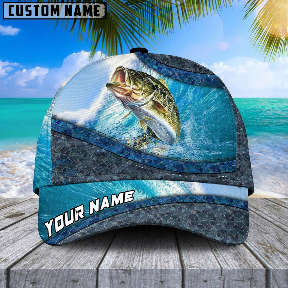 Blisscorners Magic Bass Fishing Customized Name 3D Cap