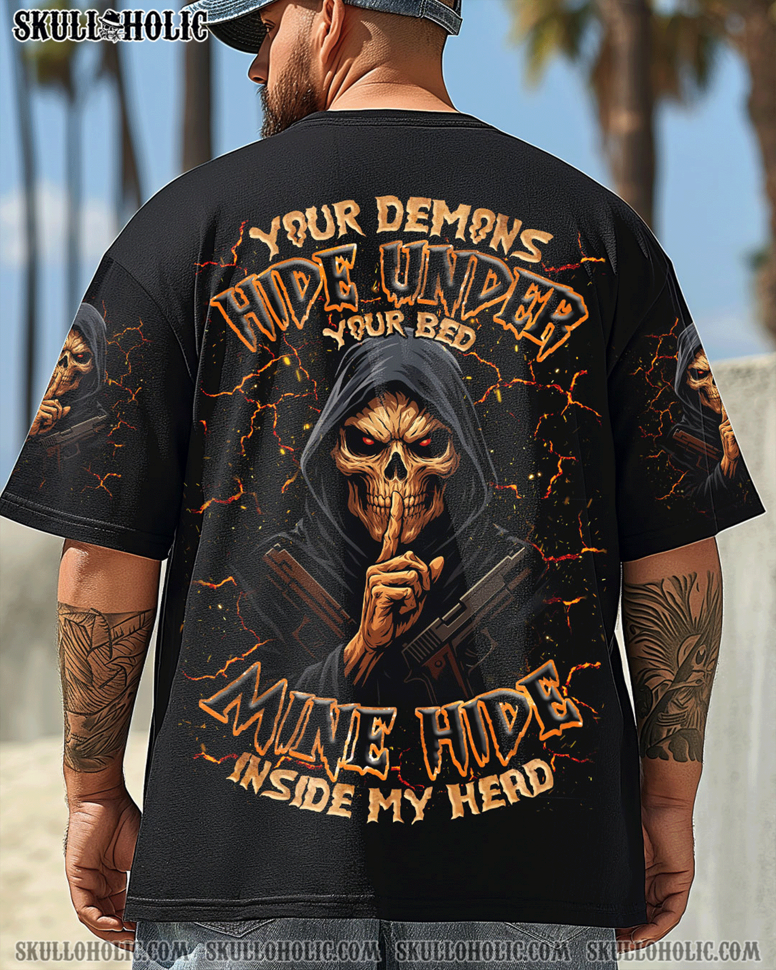 BLISSCORNERS YOUR DEMONS HIDE UNDER YOUR BED SILENCE SKULL ALL OVER PRINT