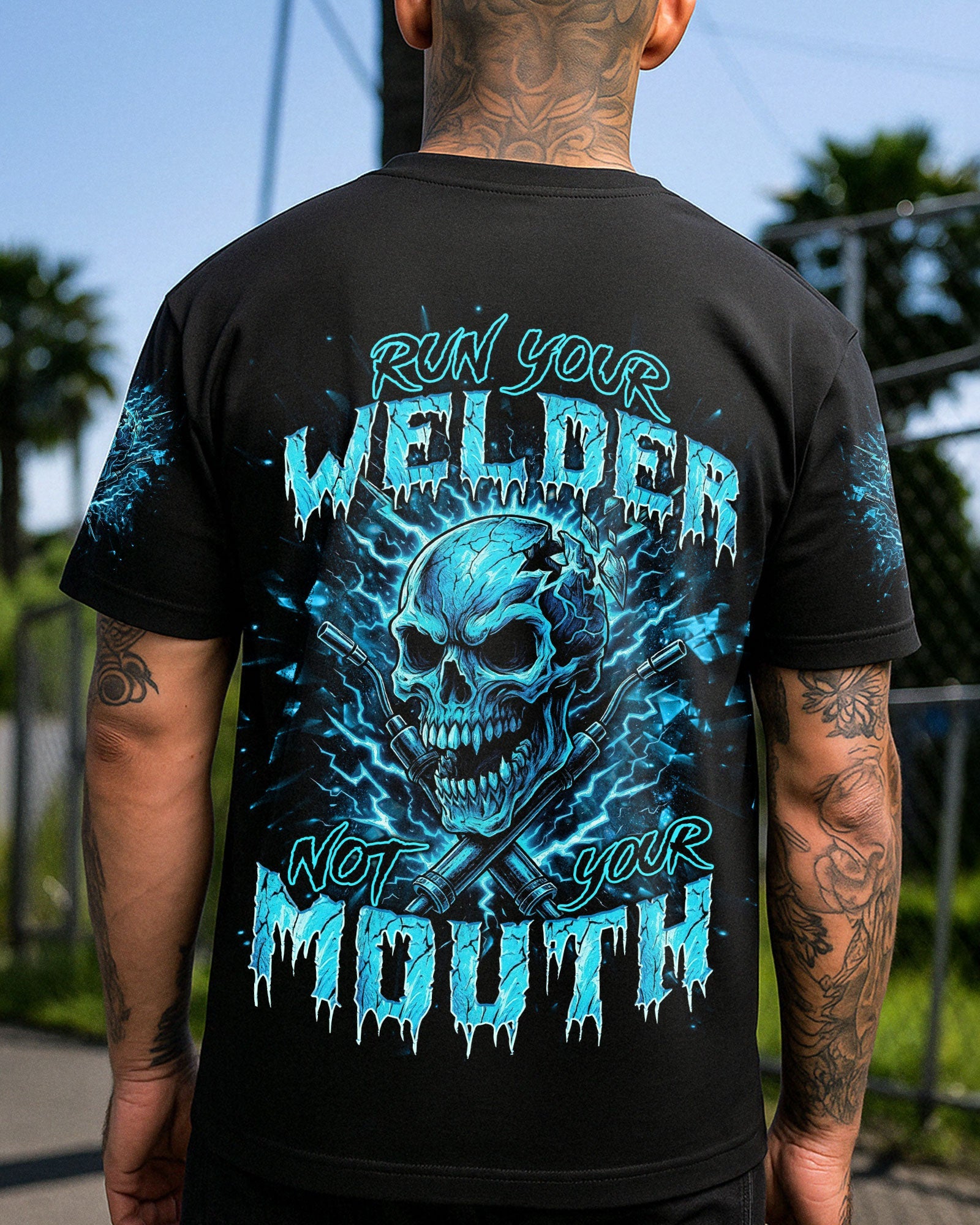 BLISSCORNERS WHEN THE HOOD DROPS WELDER SKULL ALL OVER PRINT
