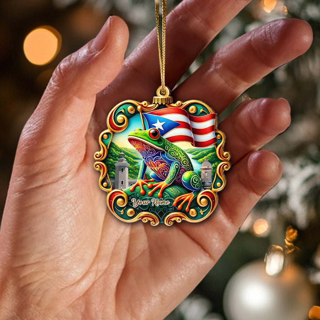 Blisscorners Custom Name Puerto Rico Ornament, Christmas Gift for Puerto Rico Lover2D Flat LM2211