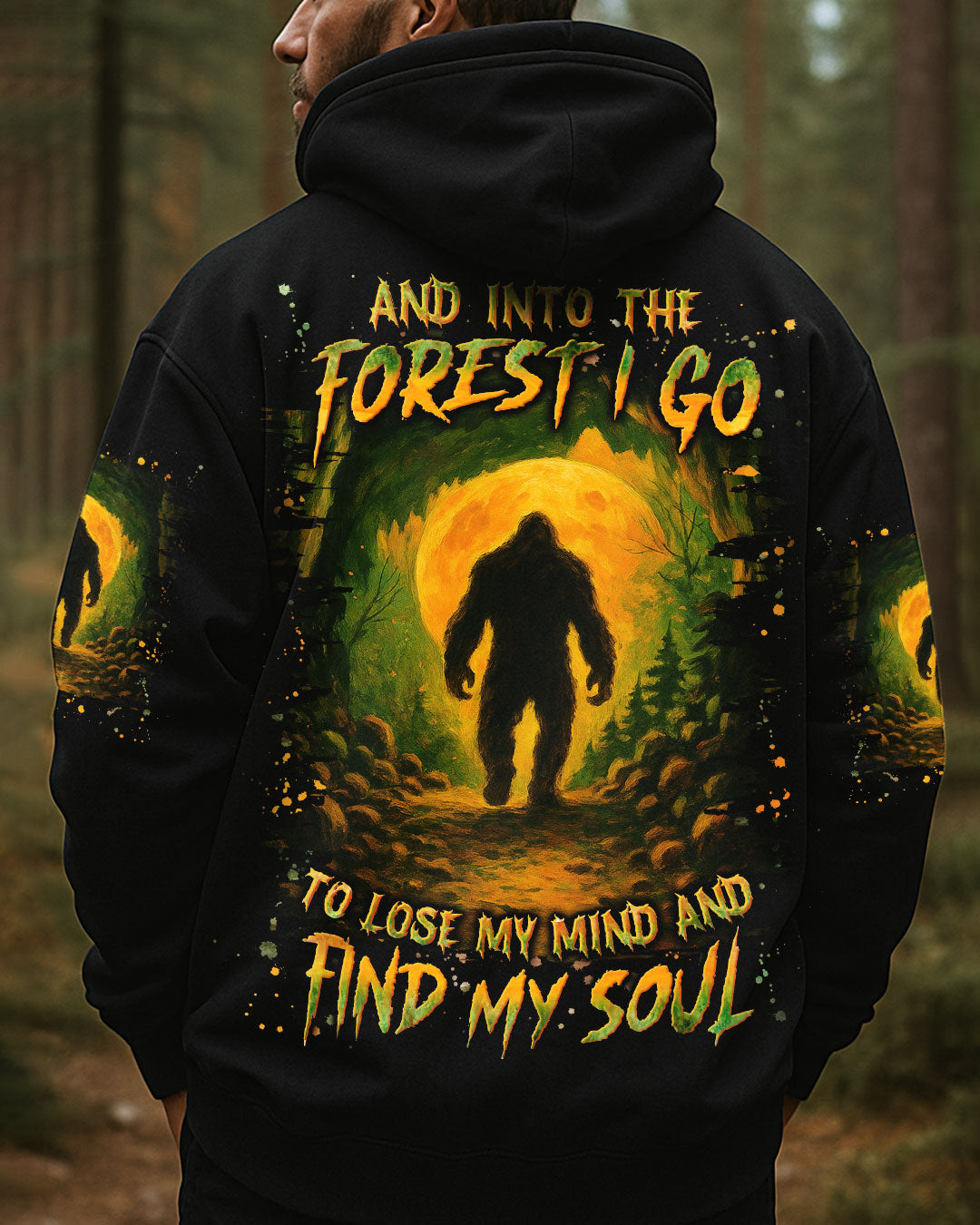 BLISSCORNERS AND INTO THE FOREST I GO BIGFOOT ALL OVER PRINT