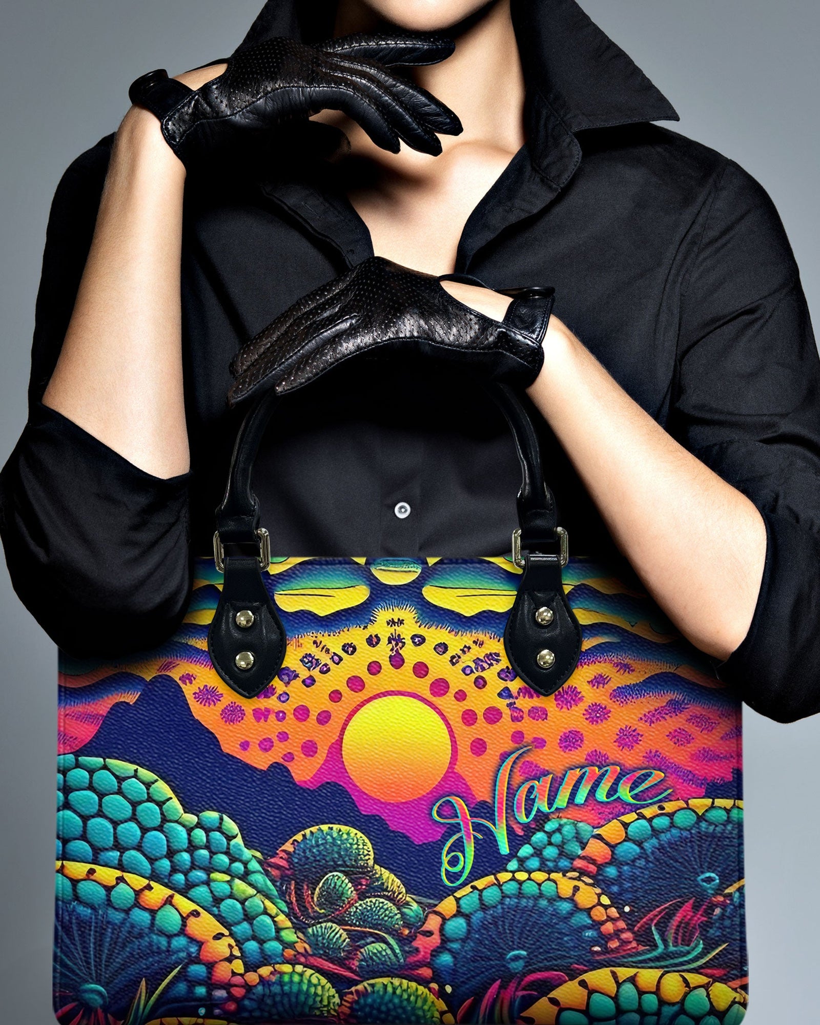 BLISSCORNERS COLOFUL SUNRISE LEATHER HANDBAG