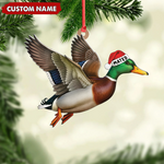 Blisscorners Personalized Flying Duck Acrylic Ornament - Custom Name Christmas Acrylic Gift for Hunters LM0411