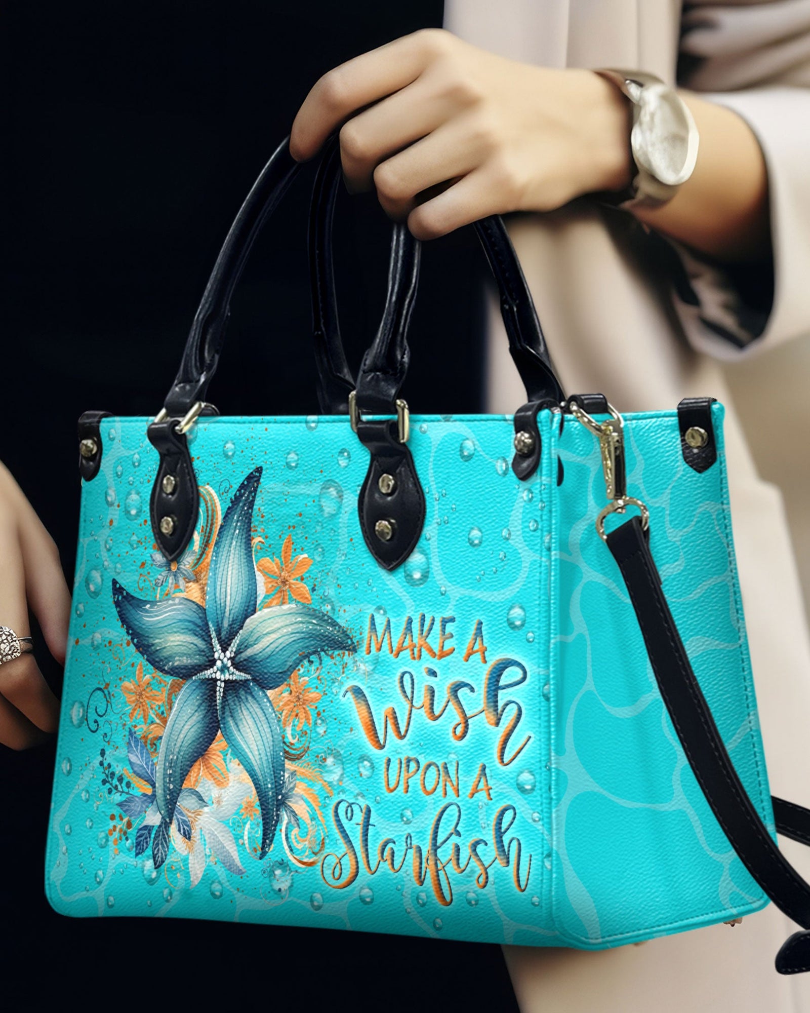 BLISSCORNERS MAKE A WISH UPON A STARFISH LEATHER HANDBAG