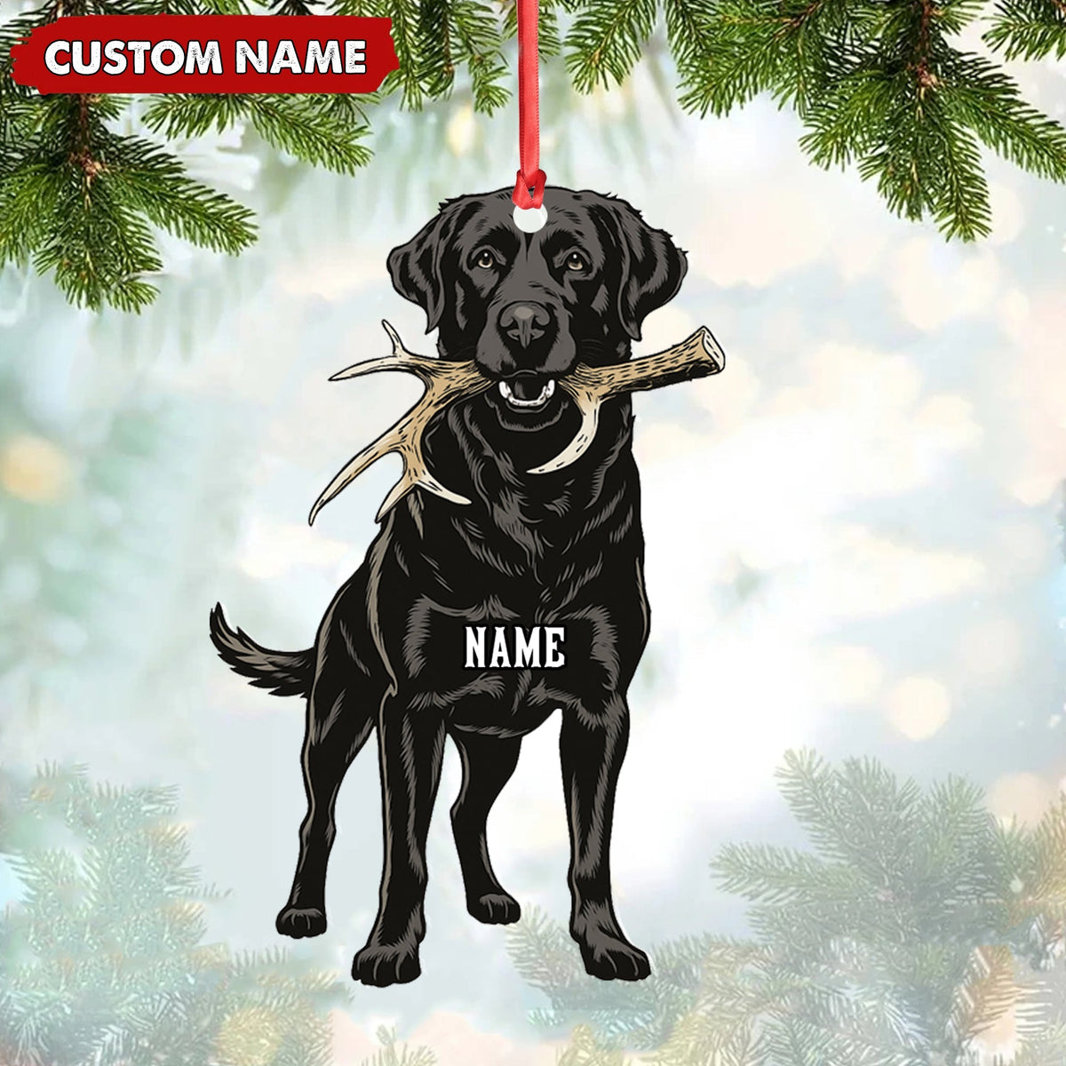 Blisscorners Personalized Black Lab Dog Christmas Ornament - Personalized Hunting Dog Acrylic Decor LM0411