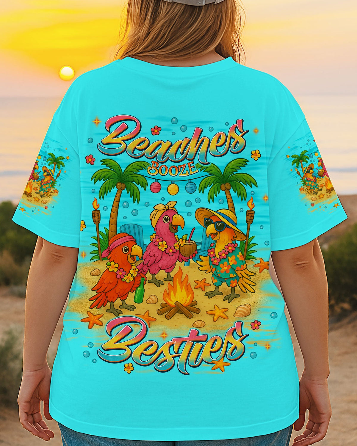 BLISSCORNERS BEACHES BOOZE BESTIES PARROT ALL OVER PRINT