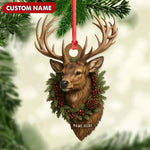Blisscorners Personalized Rustic Deer Head Christmas Acrylic Ornament - 3D Holiday Decor & Perfect Gift for Hunters & Nature Lovers