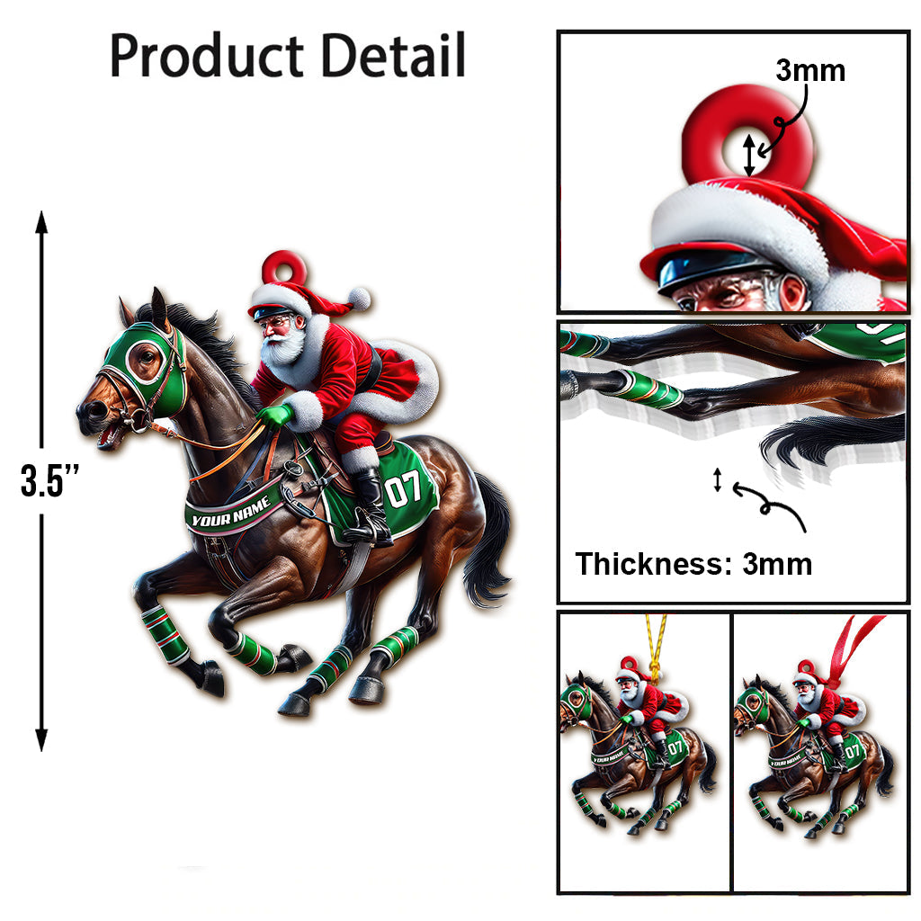 Blisscorners Custom Name and Number Horse Racing Ornament Ornament, Christmas Horse Racing Gift2D Flat LM2211