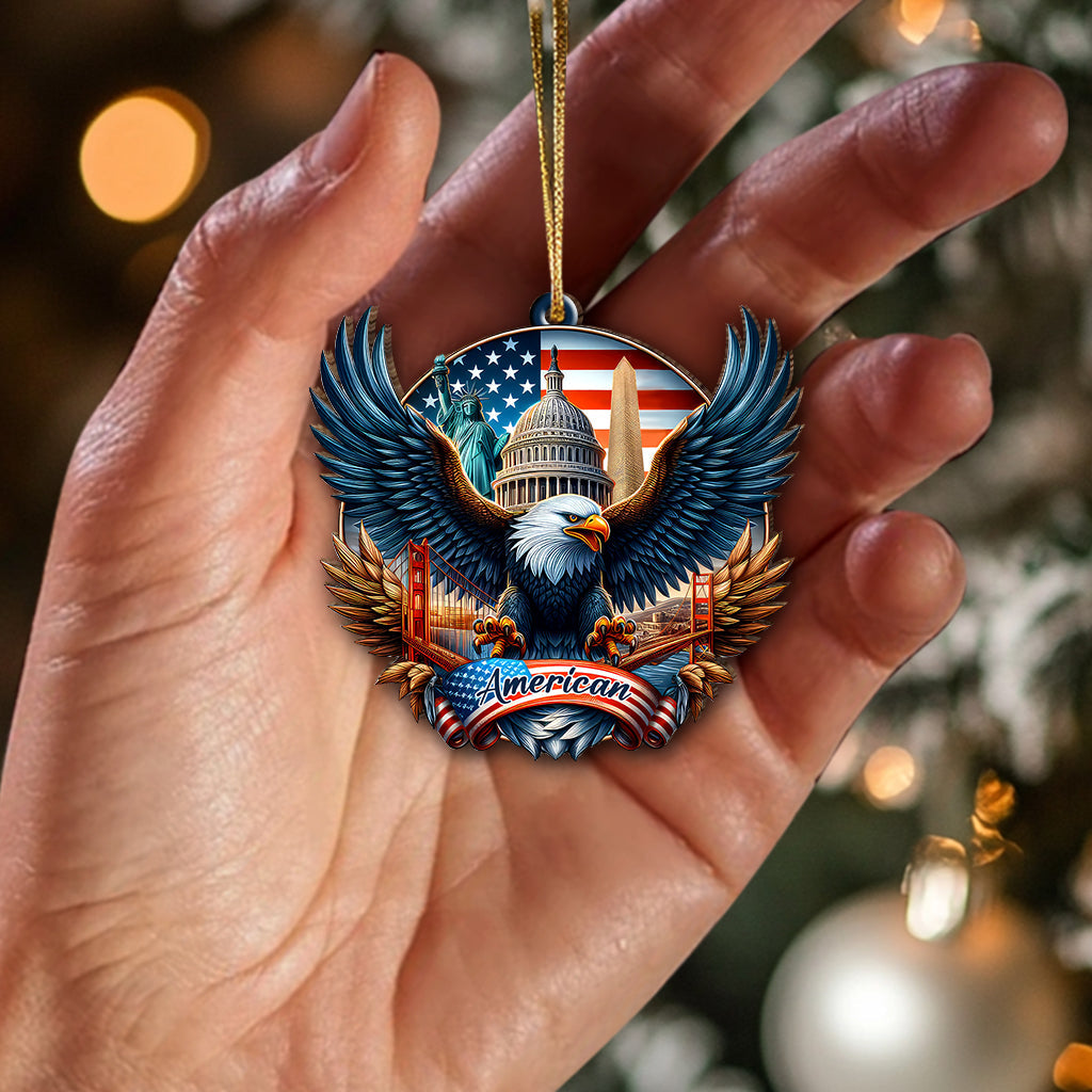 Blisscorners Custom Name American Ornament, Christmas Gift for American Lover2D Flat LM2211